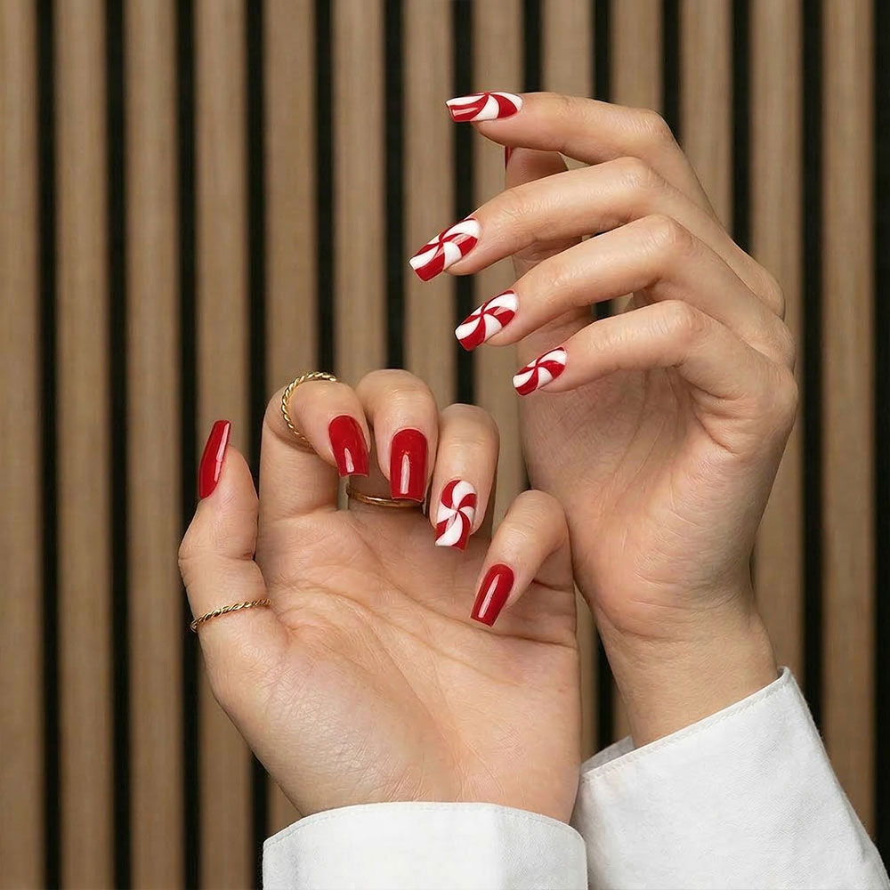 Candy cane nail art