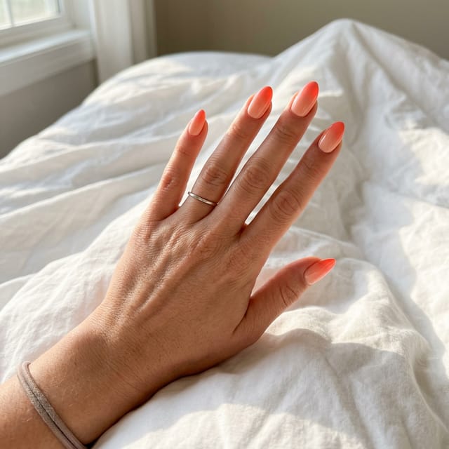 Coral ombre nails
